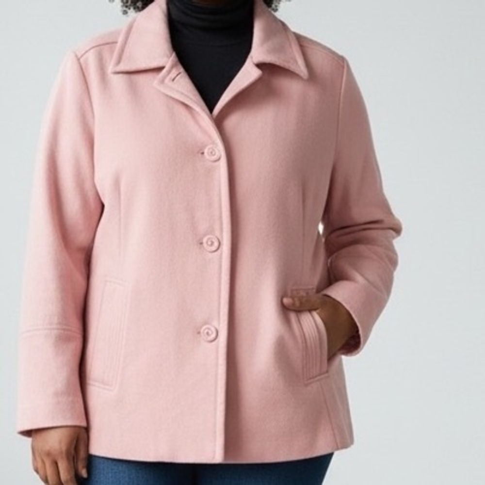 Merona Womens‎ XL Pastel Pink Wool Pea Coat Jacket balletcore spot on back